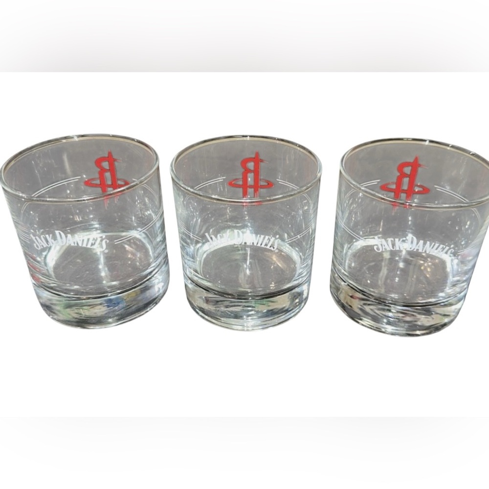 Set‎ of 3 Collectible Houston Rockets NBA Logo Jack Daniels Whiskey Glass